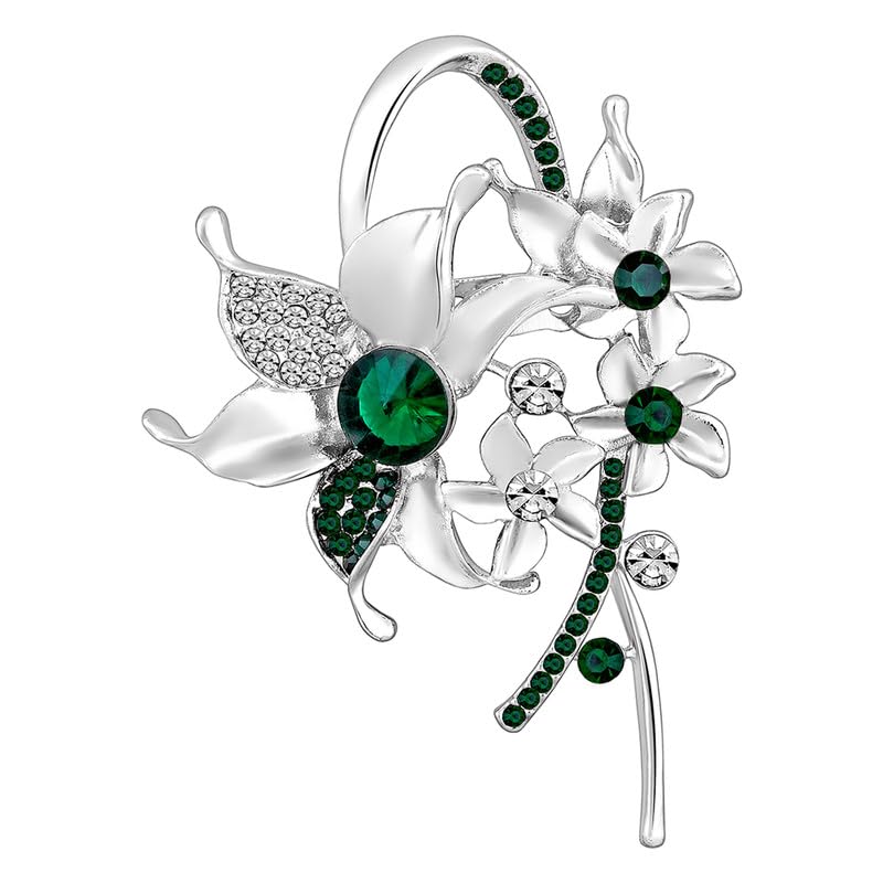 Mahi Rhodium Plated Green and White Crystals Cute Deer-Shaped Saree Pin/Wedding Brooch for Women (BP1101134RGre) (B0CRBGGK89) Amazon Price History, Amazon Price Tracker