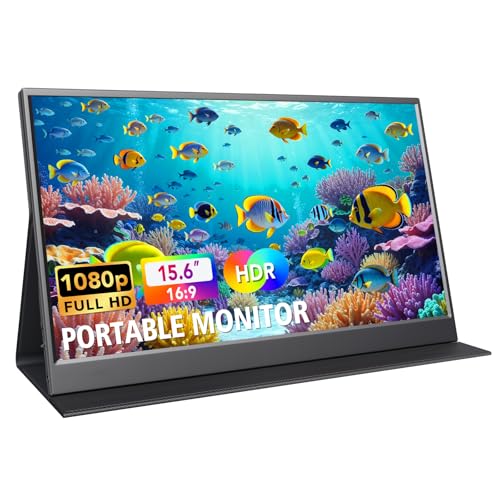 Image of 15.6 Inch Portable Monitor 1080P FHD IPS Gaming Display Monitor with USB-C & HDMI Light Weight Ultra-Slim External Second Screen with Smart Cover & Speakers for Laptop,PC, Mac, Phone, PS5, Switch