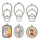 9 Pcs Large Embroidery Hoop Frame, Embroidery Frames for Display, Imitated Wood Cross Stitch Hoop, Circle/Oval/Octagonal Cross Stitch Frame Kits, Perfect for DIY, Craft Sewing, Home Decor
