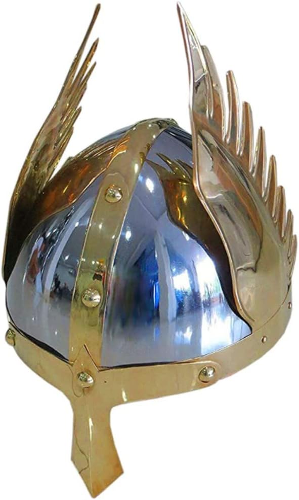 Medieval Norman Nasal King's Deluxe Winged Emperor Helmet - Rustic Vintage Home Decor Gift