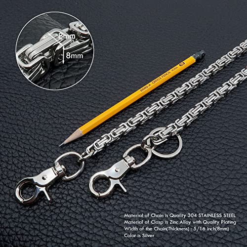 newtro Stainless Steel Wallet Chain for Men Women Boy Girl, Biker Motorcycle Pants Jean Punk Long Key Chain 19 inches (ST001-19) - Thumbnail 5