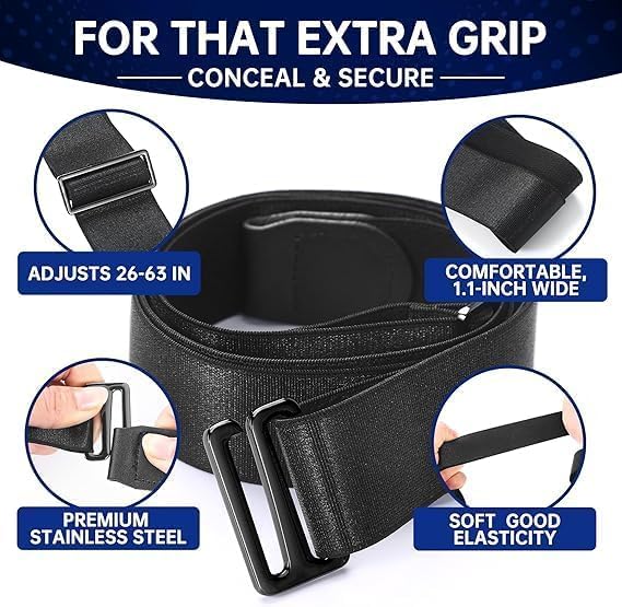 Image of Buckleless Belt Hook Tactical Metal Hook Elastic Belt Unisex Buckle-Less Invisible Waist Belts for Work & Edc (PAIR)