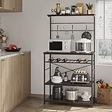 Bestier Kitchen Baker's Rack Utility Storage Shelf with Wine Rack 5 Tier Industrial Shelves...