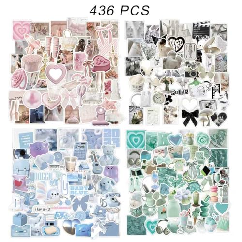 Image of 400PCS Aesthetic Journaling Stickers Pack for Adults - Cute Animal, Retro Object & Pastel Deco Stickers for Bullet Journal, Scrapbook, Planner, Vision Board, DIY Crafts, Memory Keeping