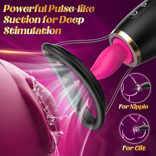 Image of Sucking Vibrator Sex Toys for Women - Tongue Vibrators Women Sex Toy for Clitoral Nipple with 7 Licking & Scuking Clitoral & 10 Vibration Mode, Removable Cup G Spot Adult Sex for Woman Couples