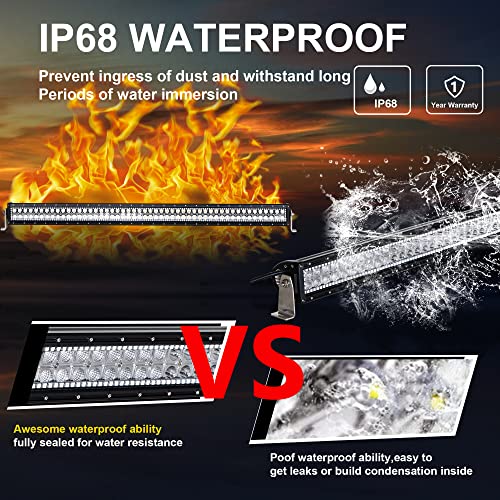Nicoko 52" 300W Straight Led Light Bar With Rgb Halo Spot Flood Combo Off Road Lights Driving Lights Led Fog Lights Led Work Light With Mounting Brackets Wiring Harness,2 Year Replacement #TOP3