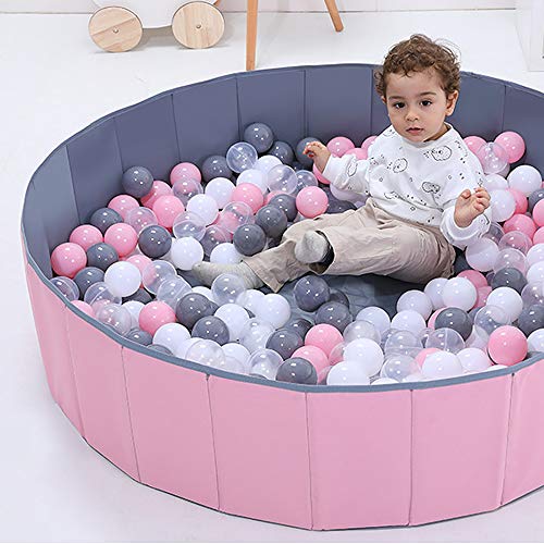 PlayMaty Kids Ball Pit - Folding Portable Baby Play Ball Pool (Balls Not Included) Double Layer Oxford Cloth Not Need to Inflate Stable Ball Pool for Toddler (Pink)