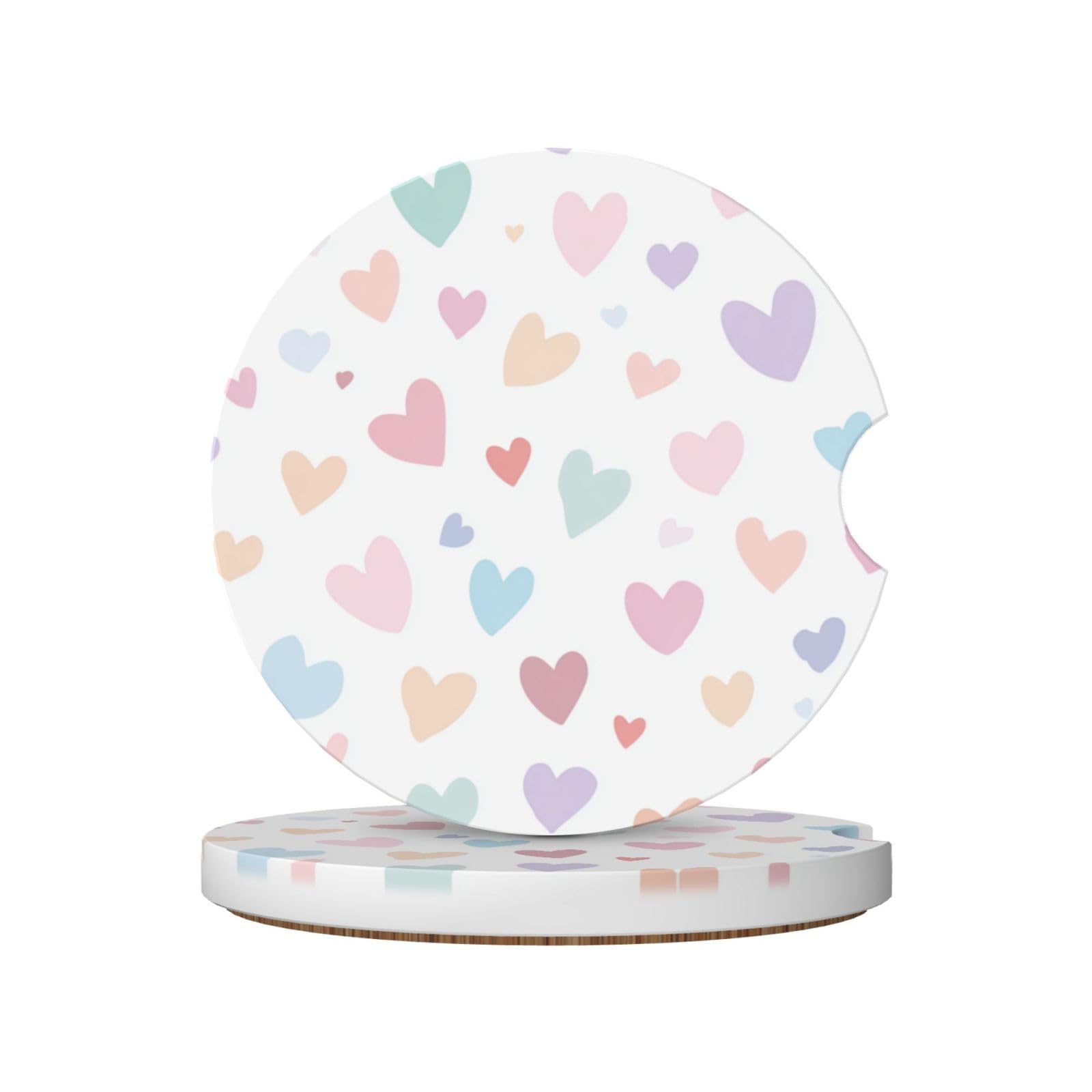 Small Pastel Pink Hearts Ceramic Coasters,2pcs