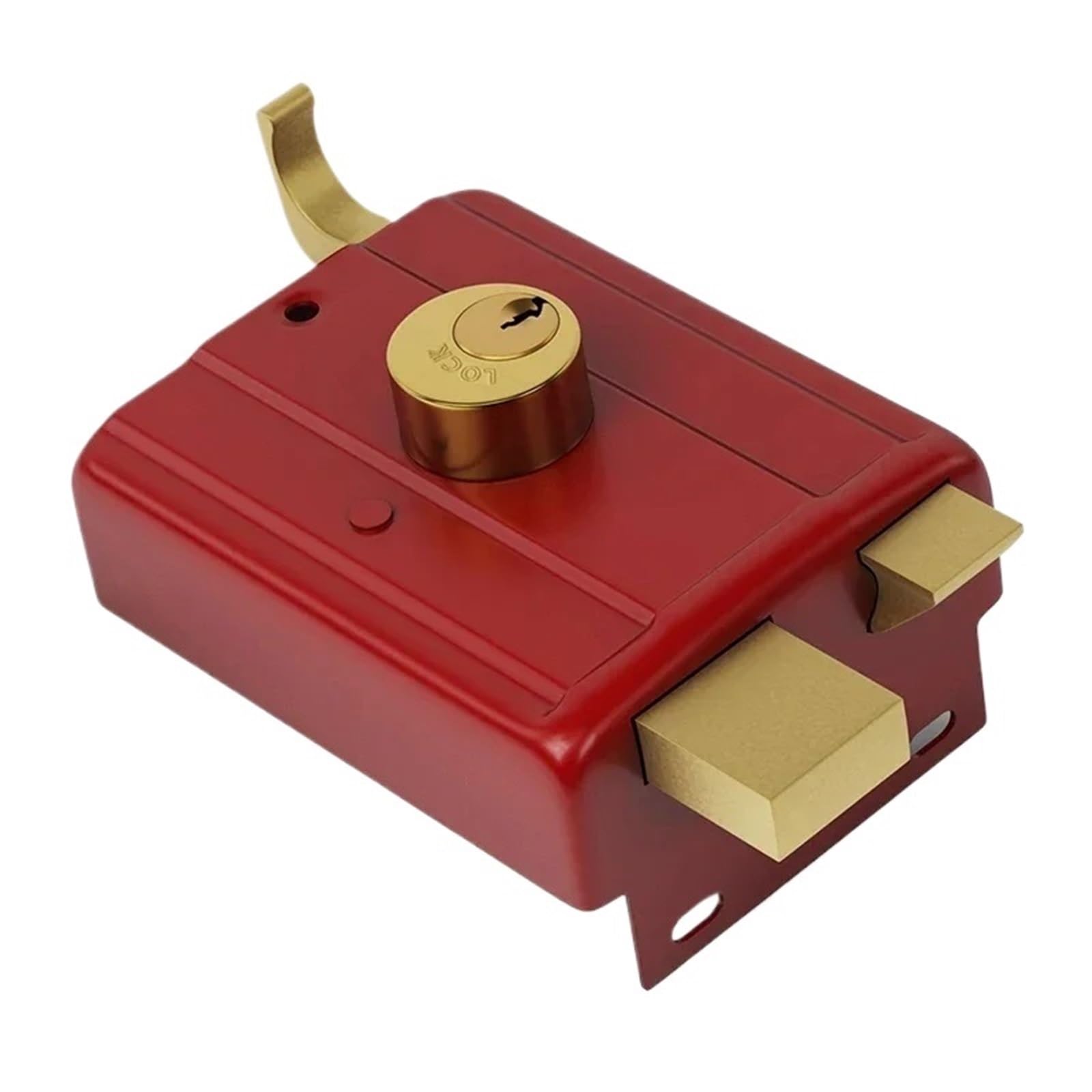 Serrure de porte à double languette en fer et cuivre pour porte extérieure en bois