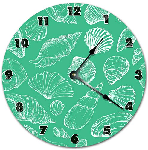 Reloj de pared artístico con conchas marinas de 10.5 pulgadas