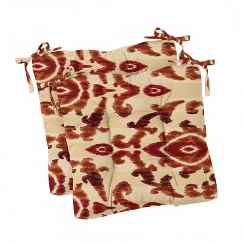 RSH DECOR Sunbrella Tufted Chair Cushions Set of 2 | 18.5" x 16" | All-Weather Square Cushions for Patio Furniture | American Made | Crafted with Sunbrella Performance Fabric (Bukhara Russet)
