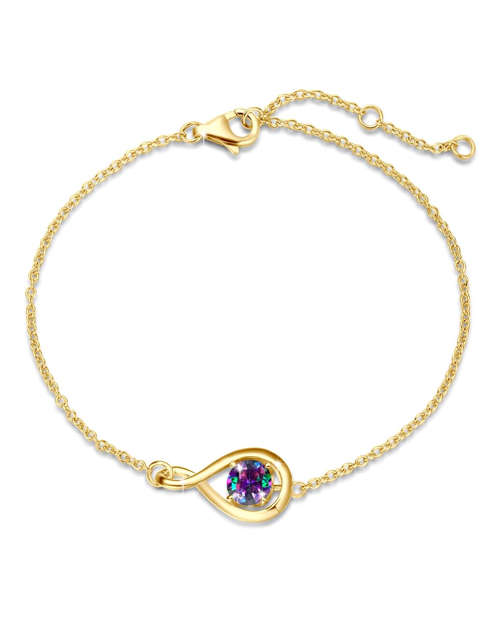 FANCIME Love Bracelet 925 Sterling Silver Infinity Birthstone Bracelets for Women Fine Jewelry Birthday Mothers Day Gifts for Her Mom Wife, Chain