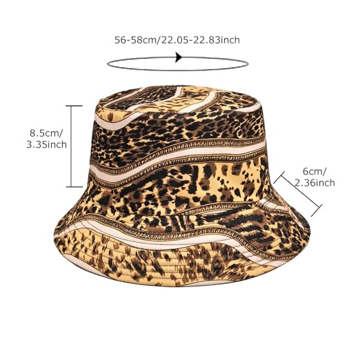 Image of Bucket Hat for Women Men,Travel Sun Beach Cap,Unisex Fishing Outdoor Boonie (Leopard Striped)