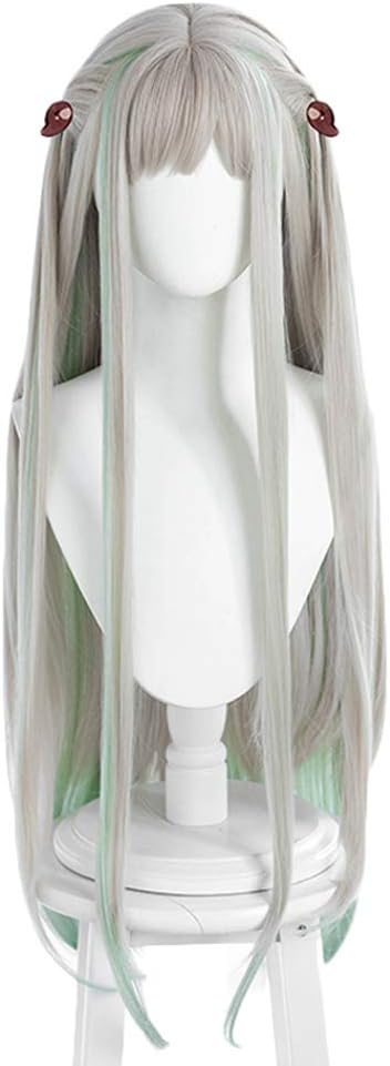 Anime Yashiro Nene Wig Gray Mixed Light Green Long Straight Party Hair Cosplay Props Halloween