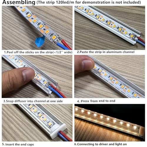 THMOOTHER Clear LED Strip U Channel 10-Pack 3.28FT,17X7.5MM Surface Mounted Tape Light Aluminum Track with Transparent Cover Cabinet,Stairs,Counter,Wall Flush Installed Low Profile (10, 3.28FT)