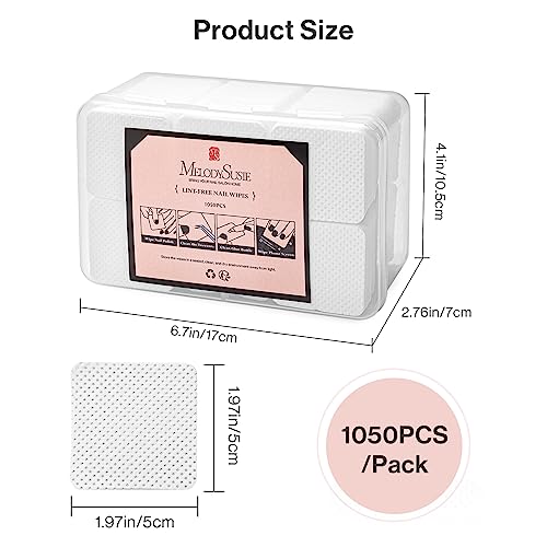 Image of MelodySusie 1050Pcs Lint Free Nail Wipes Super Absorbent Soft Non-Woven for Fingernail Polish Remover and Eyelash Extension Wipes for Nail Art