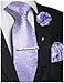 JEMYGINS Mens Lavender Paisley Tie and Lapel Pin Necktie Pocket Square and Tie Clip with Sets for Business Casual 4PCS(18)