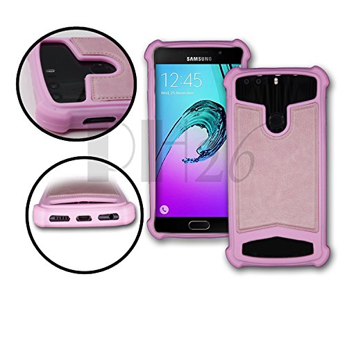 Ph26 Wiko Freddy Coque arrière façon Cuir Rose Contours en Silicone Gel Anti-Chocs by