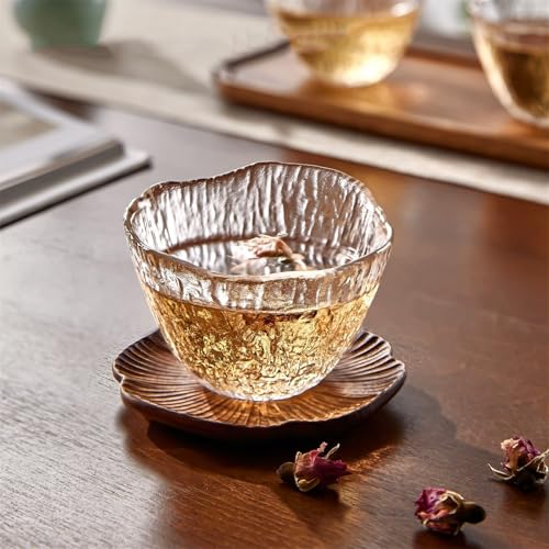 Vasos de té de vidrio texturizado sin asa en tamaño mediano para degustación diaria 5