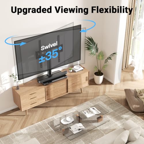 Image of PERLESMITH Universal TV Stand Legs for 32-60 inch TVs, Table Top TV Stand up to 88 lbs, Height Adjustable Television TV Mount, Universal TV Leg Base for Living Room & Bedroom (32-65 Inch with Swivel)