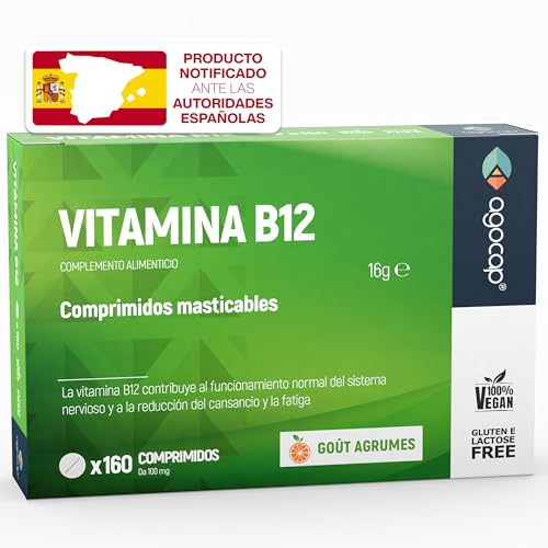 vitamina B12 - Reduce Cansancio, Fatiga y Contribuye al Funcionamiento del Sistema Inmunológico. B12 Vitamina, vitaminas para el cansancio, 160 comprimidos Veganos