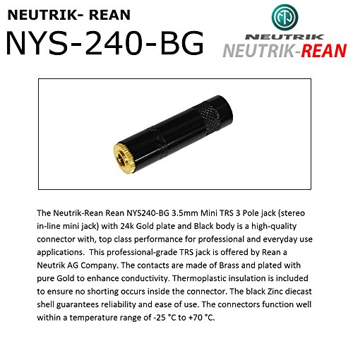 6 Foot - Quad Balanced Headphone Extension Cable Custom Made By Worlds Best Cables – Using Mogami 2893 Wire And Neutrik-Rean Nys231Bg-Ll Large-Diameter Male & Nys240Bg Female 3.5Mm Gold Trs Plugs #TOP7