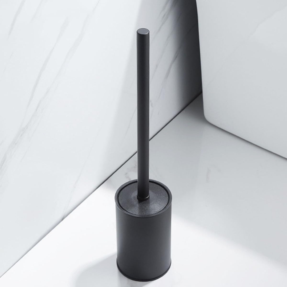 Cepillo Limpiador de Inodoro Soporte, Acero Inoxidable Negro