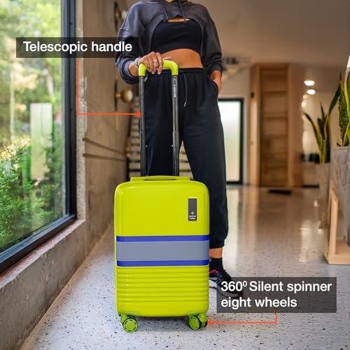 Image of Nasher Miles Mexico Hard-Sided Polycarbonate Cabin Luggage Neon Green and Grey 20 inch |55cm Trolley Bag
