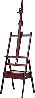 MEEDEN Adjustable H-Frame Studio Easel with Storage Drawer - Solid Beech Wood, 60-75" Tilting Stand Holds 36" Canvas for Artists & Students, Deep Walnut