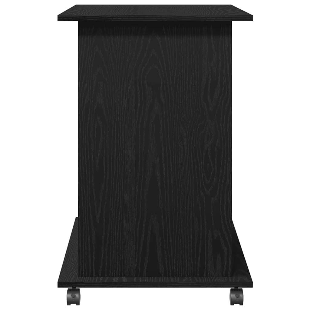 Scrivania Porta PC con Ruote Rovere Nero 80x50x75 cm | Tavolo porta computer compatto con vassoio tastiera estraibile e rotelle, ideale per ufficio e camera da letto.