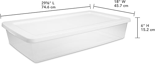 Miniatura 5 de Paquete de 2 contenedores de almacenamiento debajo de la cama con tapa, contenedor de plástico transparente de 41 cuartos de galón para ropa de