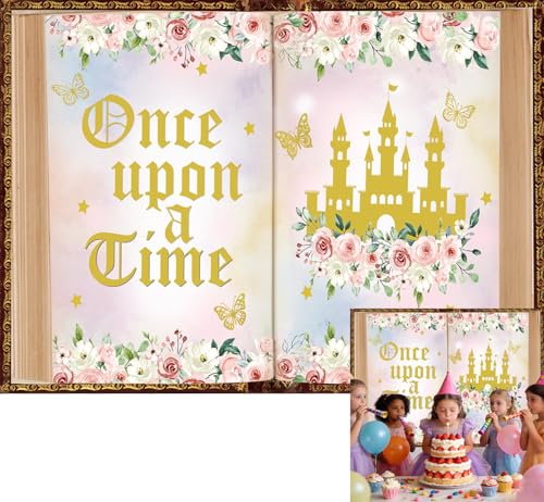 Toile de fond Once Upon a Time château princesse rose décor fête photo 2,4m