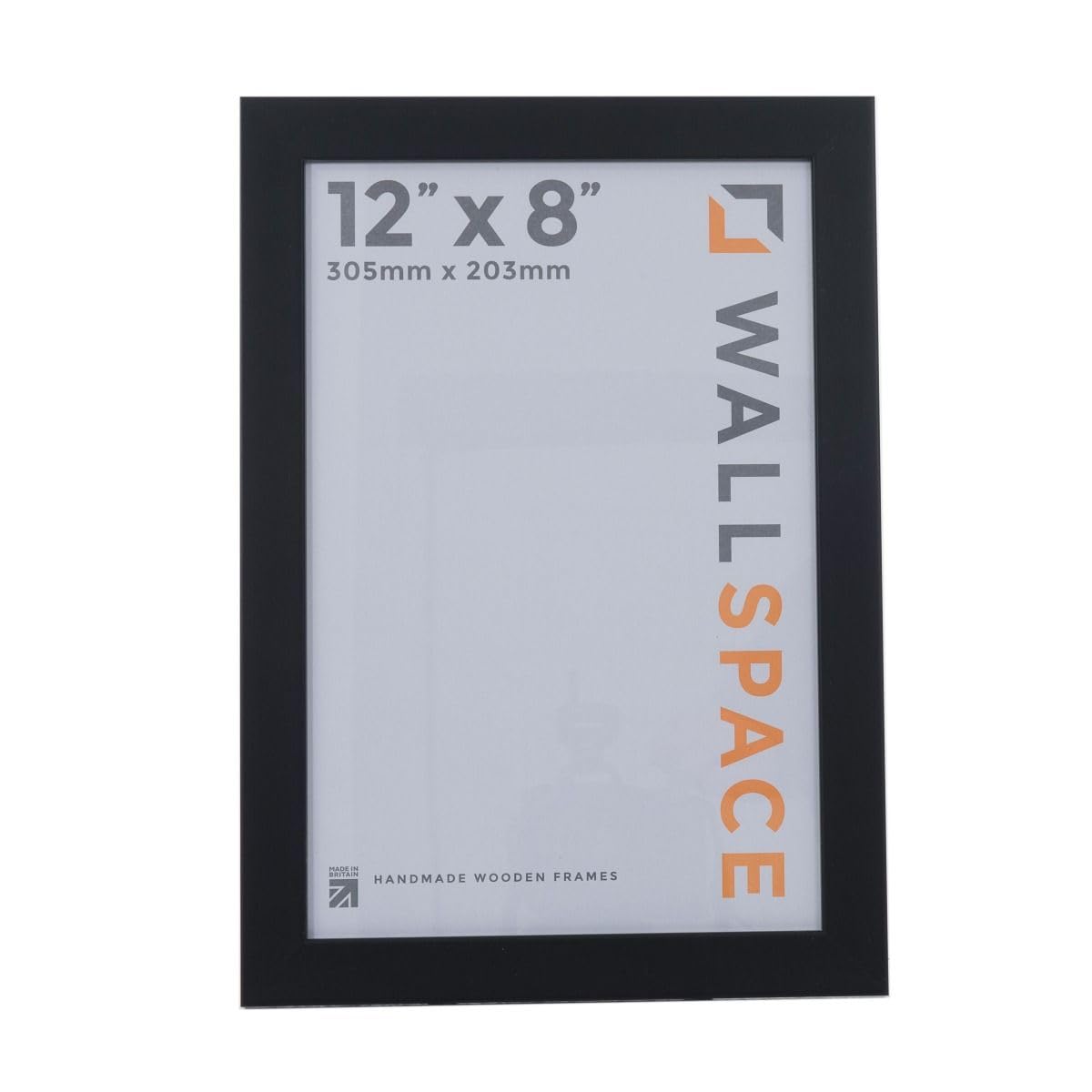 Wall Space 12x8 Black Photo Frame for Wall Mount - 12 x 8 inch Picture Frame for Prints, Photo & Image - 8x12 Poster Frame Made of Natural Solid Wood & Real Glass - Handmade in the UK (305 x 203mm)