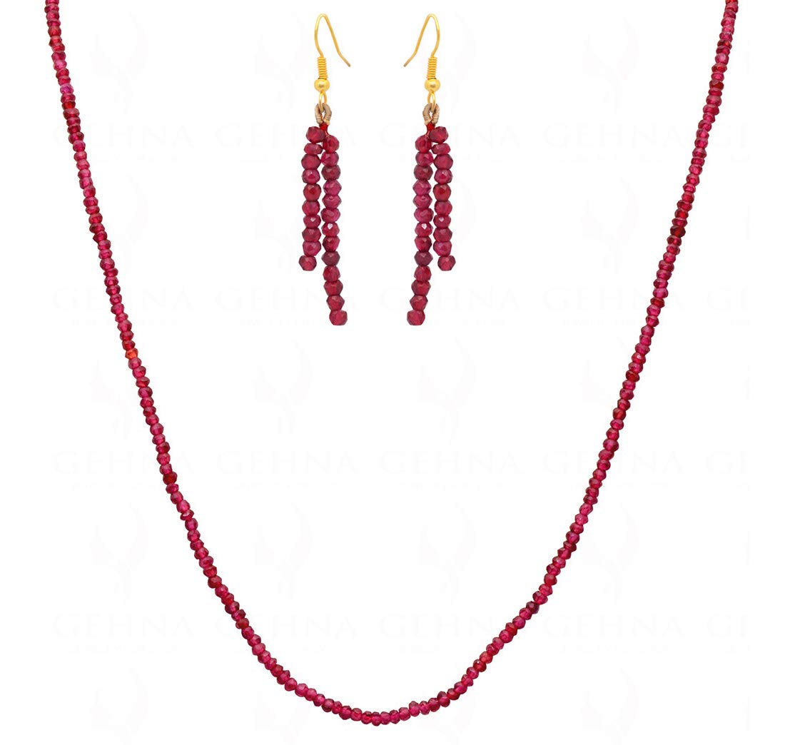 gehna Red Garnet Gemstone Round Faceted Bead Strand-picture-37