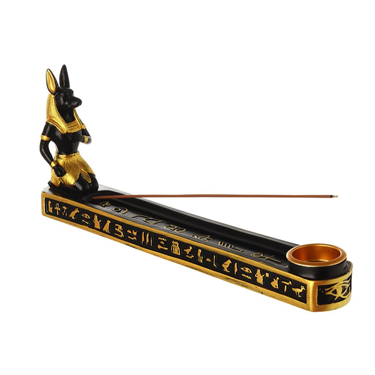 Laroal Egyptian Resin Incense Burner Ornament Decorative Tray with Dog God Sculpture for Tea Room and Home Decor Incense Holder for Meditation Yoga and Office