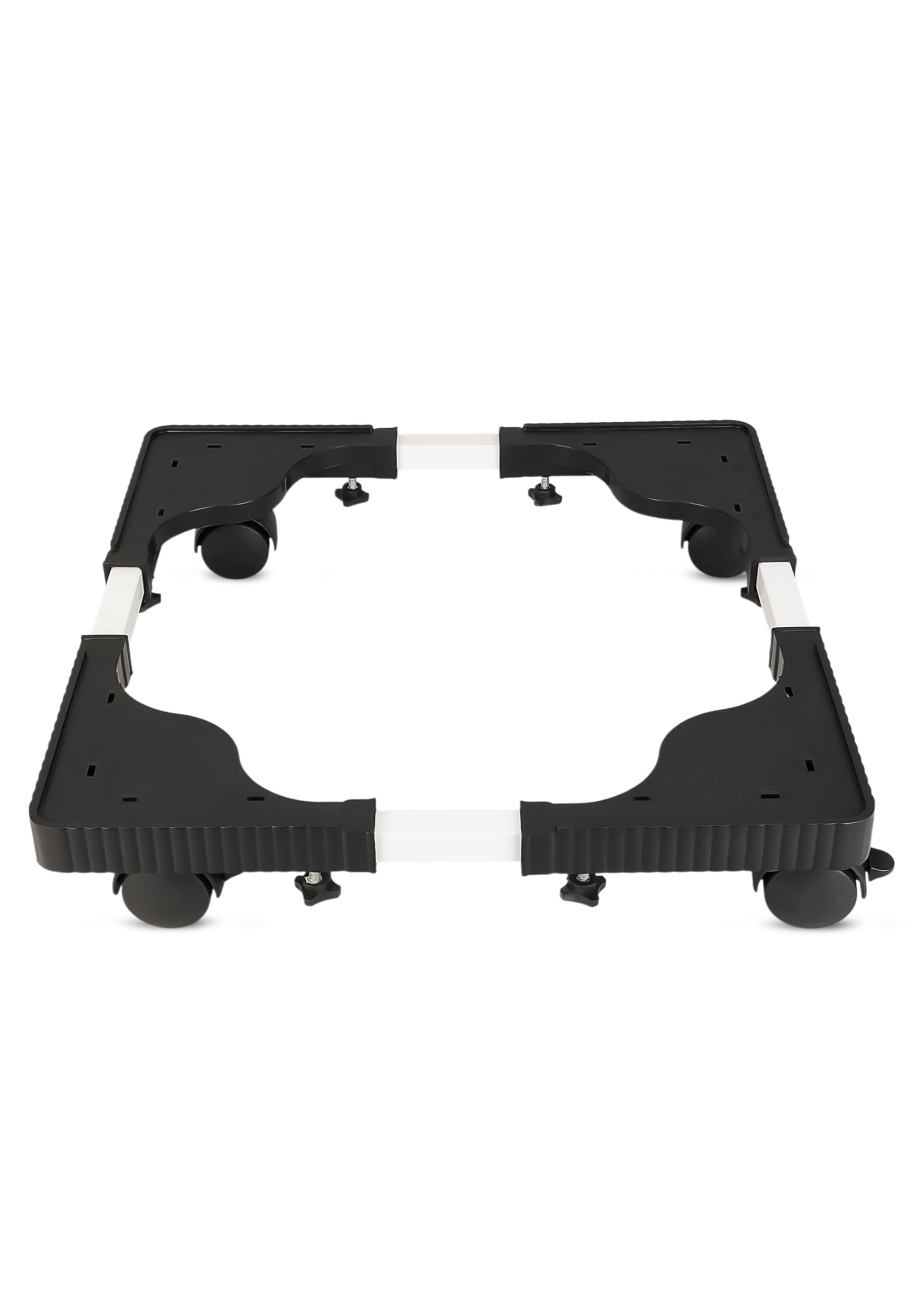 Shop4ever Adjustable Appliance Stand for Washing Machine, Refrigerator, Dishwasher, etc | Heavy Duty Base with Wheels, Holds up to 90kg – Black Color (Dimension-17.5x17.5" to 27.5x27.5")