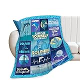 Dolphin Throw Blanket Dolphin Lover Gifts Soft Cozy Fluffy Dolphin Decor Blanket Gifts for Kids Girls Boys Warm Lightweight Plush Fleece Blanket for Couch Bed Chair Office Toddler Blanket 40'X50'