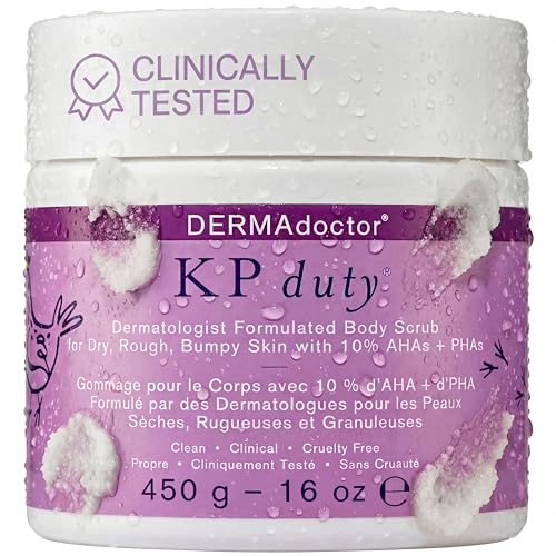 DERMAdoctor KP Bump Eraser Body Scrub with 10% AHAs + PHAs for Keratosis Pilaris, Dry, Rough, and Bumpy Skin, Dermatologist Formulated Exfoliating Body Scrub with Glycolic and Lactic acids - 16 Fl oz