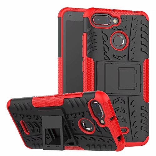 LAGUI Funda Adecuado para Xiaomi Redmi 6 / 6A, Carcasa Viene con Pestaña de Apoyo, Robusta Caja Híbrida TPU/PC de Doble Capa, Resistencia a Las Caídas Golpes y Arañazos. Rojo