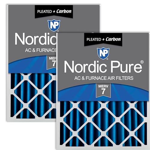 Nordic Pure 20x25x4 (Actual Size: 19 1/2 x 24 1/2 x 3 5/8) Pleated Air Filters MERV 7 Plus Carbon 2 Pack