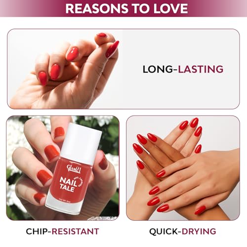 Image of Glam21 Nail Tale- Nail Lacquer|Multicolor|Quick Drying Nail Polish| Glossy Gel Finish Nail Kit | Highly Pigmented & Long Lasting | Chip Resistance|9ml Each| Pack Of 2 (Shade-33-34)
