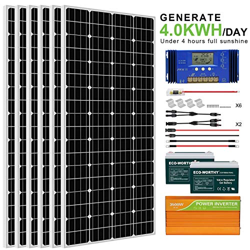 ECO-WORTHY 1KW Complete Solar Panel System Kit with Battery and Inverter for Homes House Shed Farm