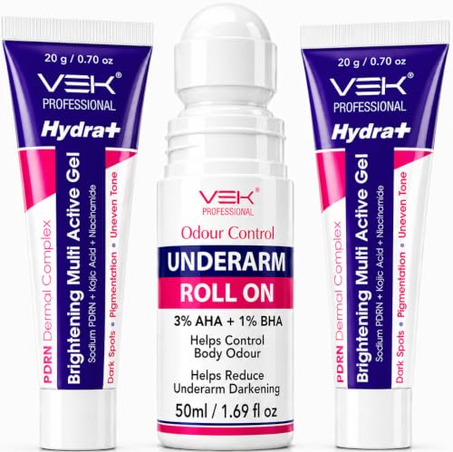 Image of VSK Professional Underarm Roll On with 3% AHA + 1% BHA & Brightening Multi Active Gel with PDRN, Alpha Arbutin & Niacinamide | Helps Control Body Odour & Improve Appearance of Dark Underarms | 50ml + 40g