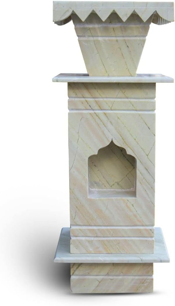 HANDICRAFT BAZAAR Marble Tulsi Pot for Home | Tulsi Marble Planter for Roof, Porch, Balcony (Green Katni)