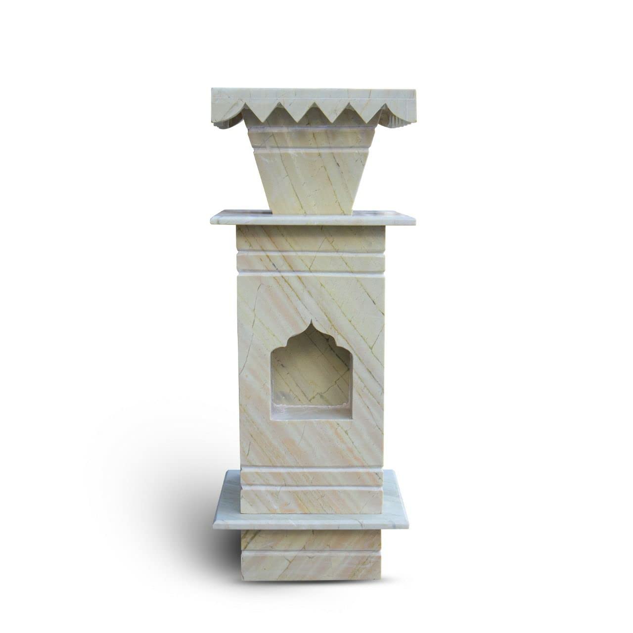 HANDICRAFT BAZAAR Marble Tulsi Pot for Home | Tulsi Marble Planter for Roof, Porch, Balcony (Green Katni)