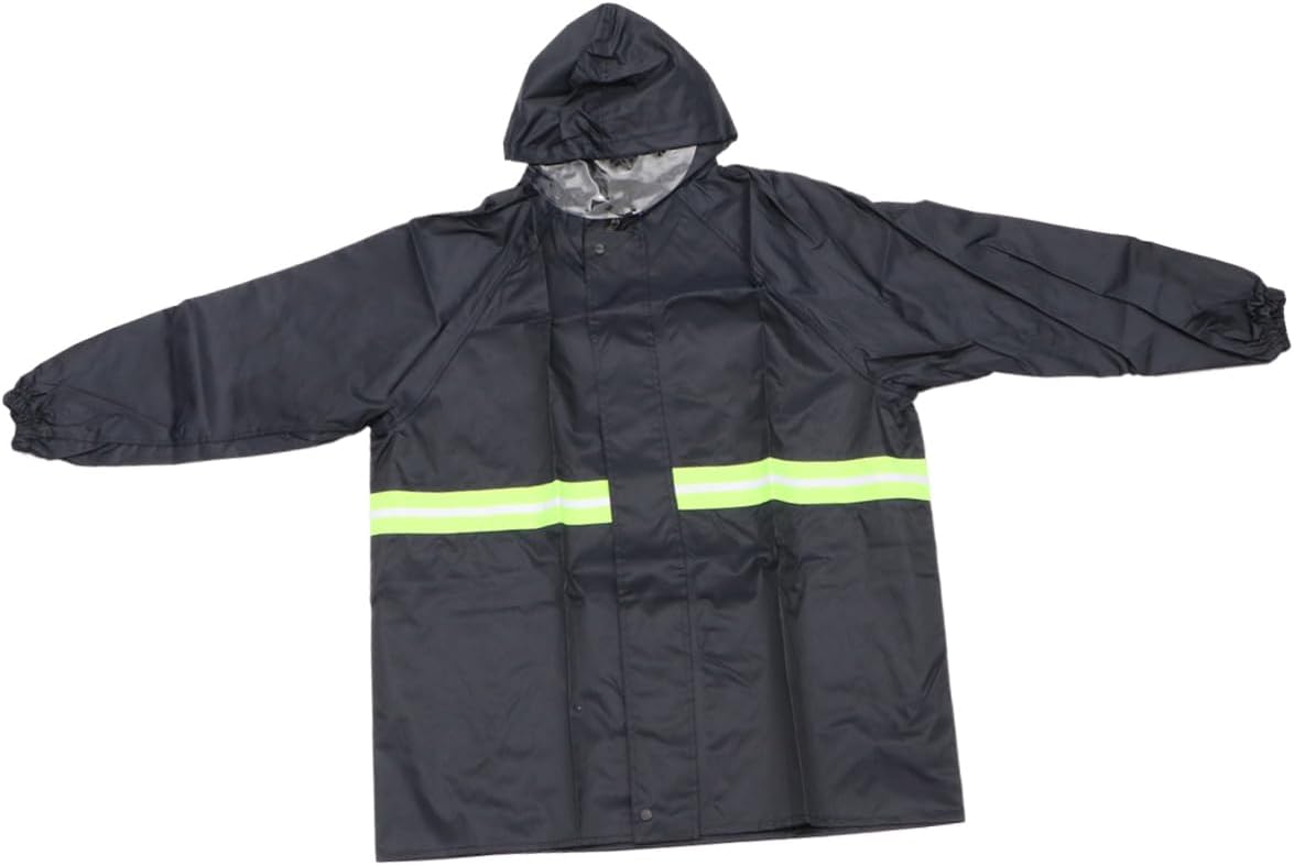 PartyKindom Portable Rain Poncho for Adults Xxxl Black Raincoat with Reflective Details Lightweight Design for Camping and Outdoor Activities