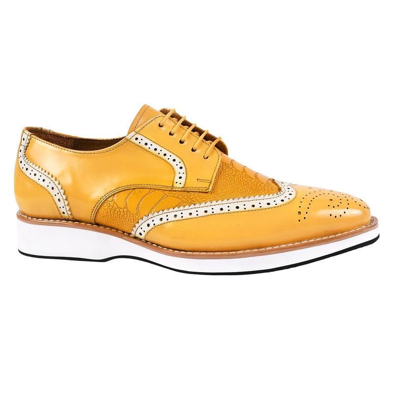 Image of LIBERTYZENO Mens Knitted & Animal Print Genuine Leather Adults Lace Up Oxford Dress Shoes for Easter Gift