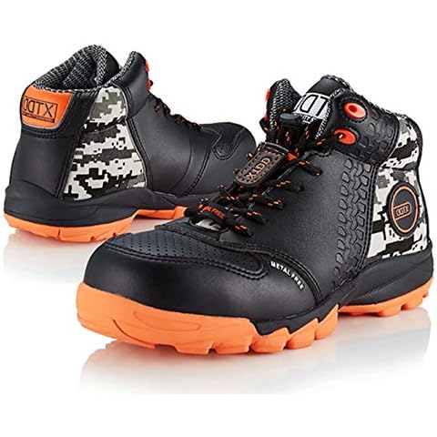 DDTX Safety Work Boots Unisex Composite Toe Nonmetallic Anti-puncture Midsole Anti-static S1P Lightweight Orange 12US Cover
