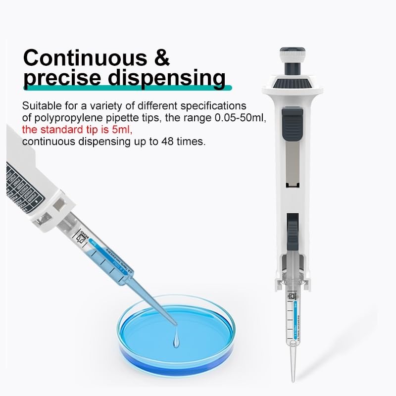 Continuous Dispenser Laboratory Pipette Adjustable Manual Dispenser with Tip 5ml
