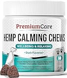 PREMIUM CARE Hemp Calming Chews for Dogs Anxiety - Made in USA, Calming Dog Treats, Dog Calming Chews - Anxiety Relief Treats, Dog Barking Deterrent, Anxiety Relief for Dogs, 60 Duck-Flavored Chews